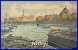 Lithographie Henri Riviere L Institut Et La Cite Serie Paysages Parisiens M238