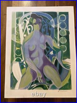 Lithographie Originale Art Etching 1960 Gravure Estampe Femme Camille Hilaire