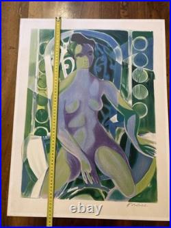 Lithographie Originale Art Etching 1960 Gravure Estampe Femme Camille Hilaire