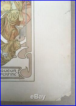Lithographie Originale Art Nouveau Nectar Alphonse Mucha (1860-1939) 1902