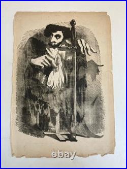 Lithographie Portrait Durandeau 1930 À Identifier Gravure Litho Théâtre Estampe