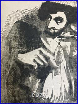 Lithographie Portrait Durandeau 1930 À Identifier Gravure Litho Théâtre Estampe