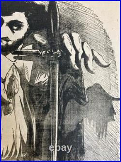 Lithographie Portrait Durandeau 1930 À Identifier Gravure Litho Théâtre Estampe