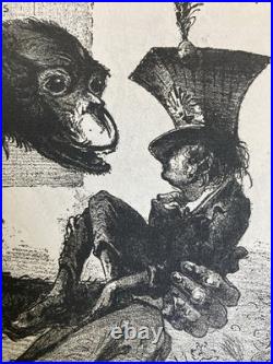 Lithographie Portrait Durandeau 1930 À Identifier Litho Charles Perey Singe Art