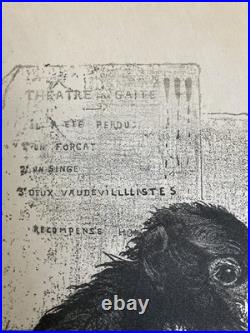 Lithographie Portrait Durandeau 1930 À Identifier Litho Charles Perey Singe Art