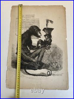 Lithographie Portrait Durandeau 1930 À Identifier Litho Charles Perey Singe Art