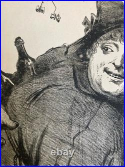 Lithographie Portrait Durandeau 1930 À Identifier Litho Gravure Théâtre Estampe