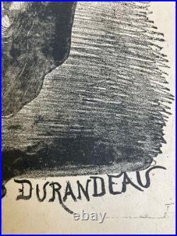 Lithographie Portrait Durandeau 1930 À Identifier Litho Gravure Théâtre Estampe