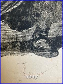 Lithographie Portrait Durandeau 1930 À Identifier Litho Gravure Théâtre Estampe