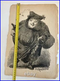 Lithographie Portrait Durandeau 1930 À Identifier Litho Gravure Théâtre Estampe