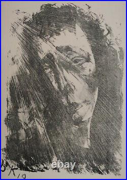 Lithographie Porträtstudie Bruno Krauskopf 1892 1960 Daté 19