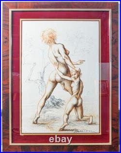 Lithographie Signé Marcello Tommasi Nu Femme Graphique Impression Numéroté