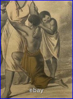 Lithographie Sklaverei 19. Siècle Überfall Pouvoir Gravure Cabane Personnes