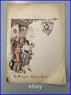 Lithographie XIXe Art Estampe Etching Old Armagnac Bas Haut Alcool Femme Ancien