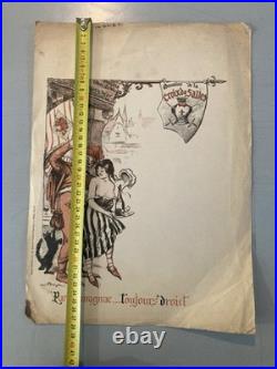 Lithographie XIXe Art Estampe Etching Old Armagnac Bas Haut Alcool Femme Ancien