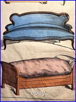 Lithographie ancienne 1838 tableau colorié main aquarelle brocante art