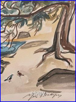 Lithographie ancienne Y. Brayer, signé, numéroté, 52/60, paysage du Japon, 1971