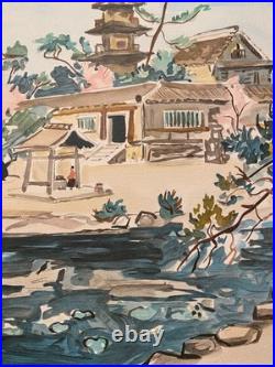 Lithographie ancienne Y. Brayer, signé, numéroté, 52/60, paysage du Japon, 1971