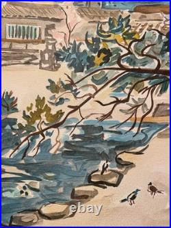 Lithographie ancienne Y. Brayer, signé, numéroté, 52/60, paysage du Japon, 1971