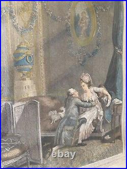 Lithographie ancienne, encadrée sous verre, rare, polychromé, XIXème siècle