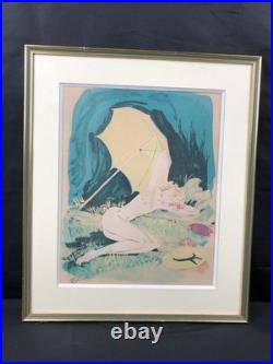 Lithographie, estampe par Jean Gabriel Domergue Nu sous un parasol