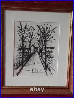 Lithographie l' entrée du village signé bernard buffet certificat d'authenticité Lithographie l' entrée du village signé bernard buffet certificat d'authenticité