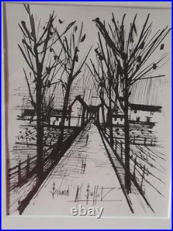 Lithographie l' entrée du village signé bernard buffet certificat d'authenticité Lithographie l' entrée du village signé bernard buffet certificat d'authenticité