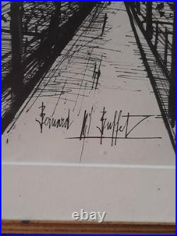 Lithographie l' entrée du village signé bernard buffet certificat d'authenticité Lithographie l' entrée du village signé bernard buffet certificat d'authenticité