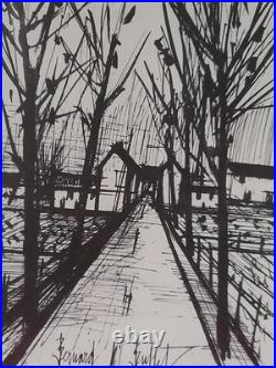 Lithographie l' entrée du village signé bernard buffet certificat d'authenticité Lithographie l' entrée du village signé bernard buffet certificat d'authenticité