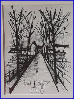 Lithographie l' entrée du village signé bernard buffet certificat d'authenticité Lithographie l' entrée du village signé bernard buffet certificat d'authenticité
