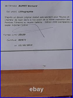 Lithographie l' entrée du village signé bernard buffet certificat d'authenticité