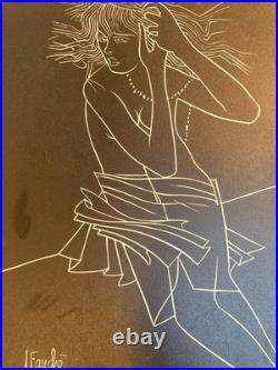Lithographie litho Originale Art Jacques Fauché 1960 Gravure Estampe Femme Nue