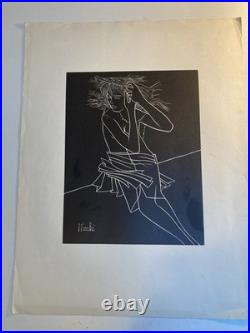 Lithographie litho Originale Art Jacques Fauché 1960 Gravure Estampe Femme Nue