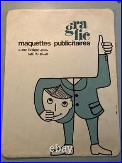 Lithographie litho Originale Publicité Art 1971 Ancien Gravure Estampe Homme