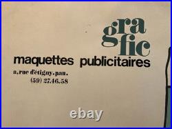 Lithographie litho Originale Publicité Art 1971 Ancien Gravure Estampe Homme