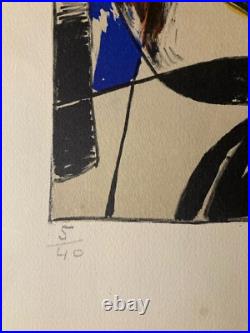 Lithographie litho Originale Signée Main 1958 KIJNO LADISLAS Art Abstrait Ancien