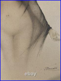 Lithographie litho Originale Simone MEUNIER 1920 Gravure Estampe Femme Ancien
