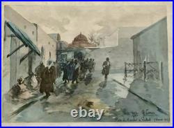 Lithographie orientaliste authentique- Rabat 1917