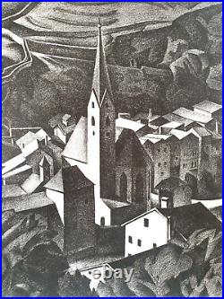 Lithographie orig Alexander Kanoldt Klausen in Tirol Allemagne Par Genius 1922