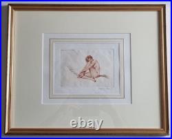 Lithographie originale Suzanne Meunier signée, nu féminin Art Déco, 1937