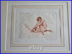 Lithographie originale Suzanne Meunier signée, nu féminin Art Déco, 1937