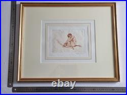 Lithographie originale Suzanne Meunier signée, nu féminin Art Déco, 1937