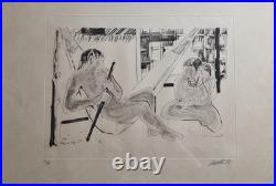 Lithographie originale signée Louttre (Marc-Antoine Bissière) numérotée 26/40