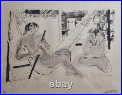 Lithographie originale signée Louttre (Marc-Antoine Bissière) numérotée 26/40