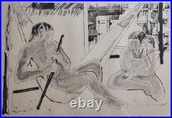 Lithographie originale signée Louttre (Marc-Antoine Bissière) numérotée 26/40