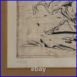 Lithographie par Claude Weisbuch représentant un cavalier casqué XXe A6023