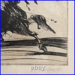 Lithographie par Claude Weisbuch représentant un cavalier casqué XXe A6023