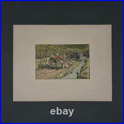 Lithographie par Henr Rivière Le Beau Pays de Bretagne Lavoir à Tréboul A5587