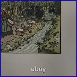 Lithographie par Henr Rivière Le Beau Pays de Bretagne Lavoir à Tréboul A5587