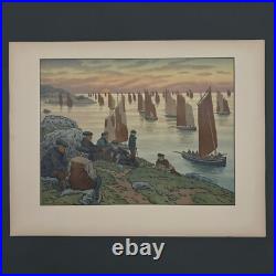 Lithographie par Henri Rivière Au Vent de Noroît Les Vieux A5476